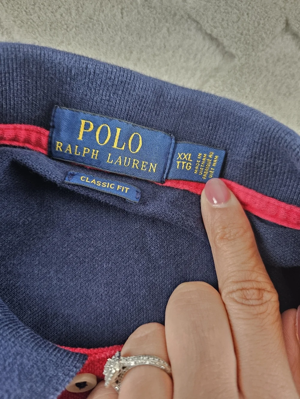 Polo Ralph Lauren Classic Fit Polo Shirt Mens 2XL Navy with Multicolor Crest